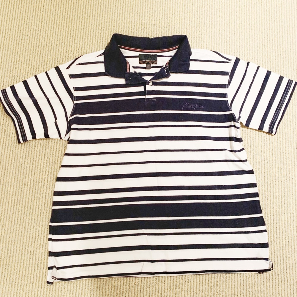 Phat Farm striped polo vintage navy white size L